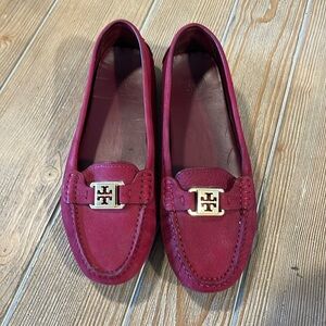 Tory Burch dark pink flat comfortable shoes